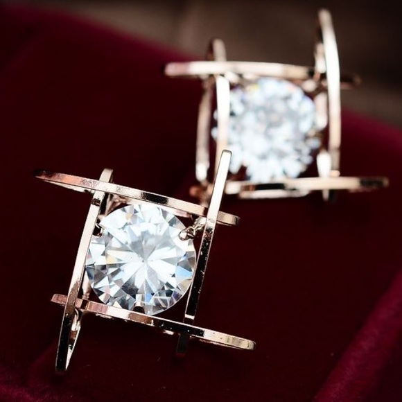 💛18K gold plated earrings round caged earrings stud earrings - Picture 3 of 4